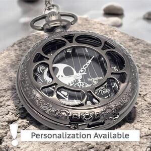 Skeleton King Pocket Watch - Gothic Halloween Horror Gift for Christmas Party